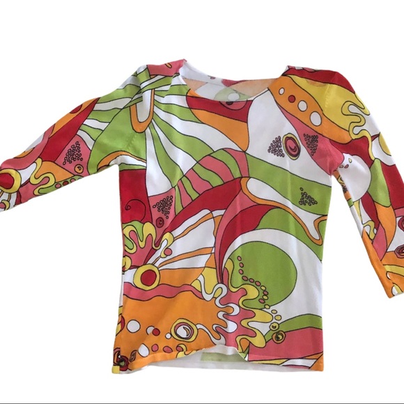 90s does 70s hippie Patterned Shirt 3/4” sleeve - Picture 4 of 4